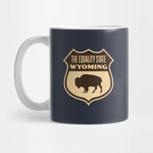 The Equality State Wyoming Retro Buffalo Shield (Brown) Mug